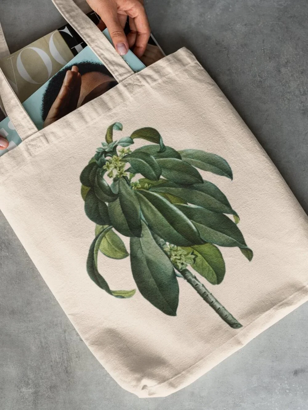 Spurge Laurel Vintage Floral Print Graphic Canvas Tote Bag